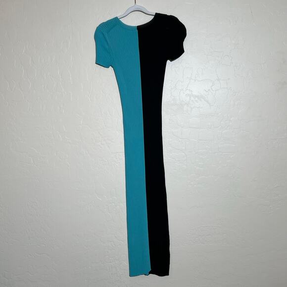 Staud Colleen Colorblock Ribbed Bodycon Dress Black Blue Womens Size Small - Picture 9 of 12